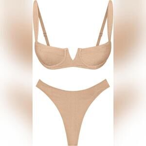 NWT Narecte Bikini Top and Triangle Bottom Swimsuit, XL